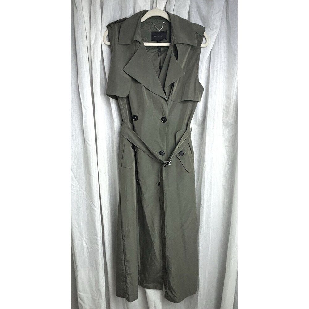 BCBGMAXAZRIA Paloma Trench Coat Dress XS Army Green Khaki Maxi Jacket $248 NWT